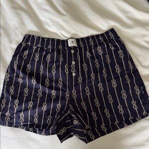 Anthropologie Navy and White Patterned Women Shorts